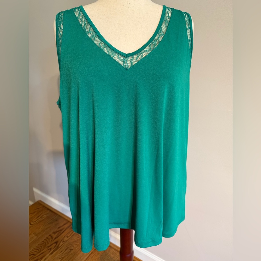 NWT Torrid Green Studio Crepe Jersey Double VNeck Blouse-Torrid Size 3(22-24,3X)